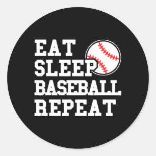 Eat Sleep Baseball Herhalen Ronde Sticker