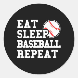 Eat Sleep Baseball Herhalen Ronde Sticker