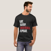 Eat Sleep Baseball Herhalen T-shirt (Voorkant volledig)