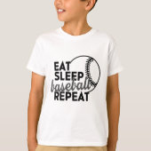 Eat Sleep Baseball Herhalen T-shirt (Voorkant)