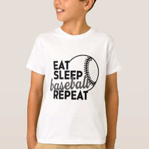 Eat Sleep Baseball Herhalen T-shirt