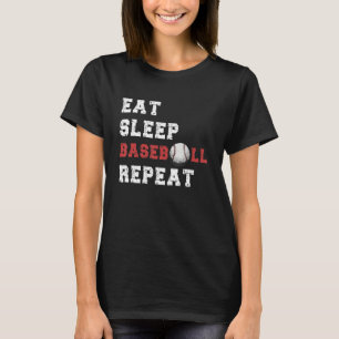 Eat Sleep Baseball Herhalen T-shirt