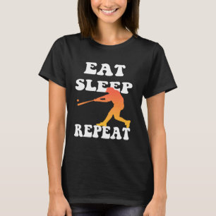 Eat Sleep Baseball Herhalen T-shirt