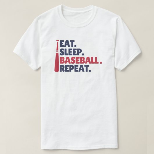 Eat Sleep Baseball Herhalen T-shirt (Design voorkant)