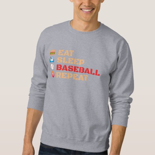 Eat Sleep Baseball Herhalen Trui (Voorkant)