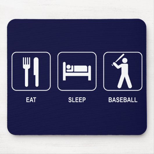 Eat Sleep Baseball Mousepad Muismat (Voorkant)