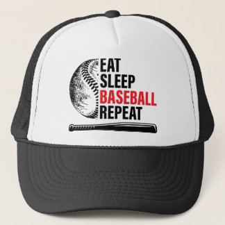 Eat Sleep Baseball Repeat Ball Cap Trucker Pet