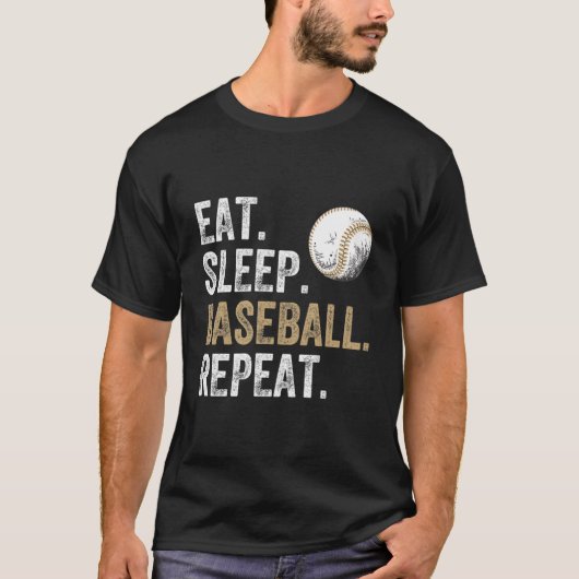 Eat Sleep Baseball Repeat Baseball And Player Fan T-shirt (Voorkant)