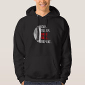 Eat Sleep Baseball Repeat Baseball Player  Basebal Hoodie (Voorkant)