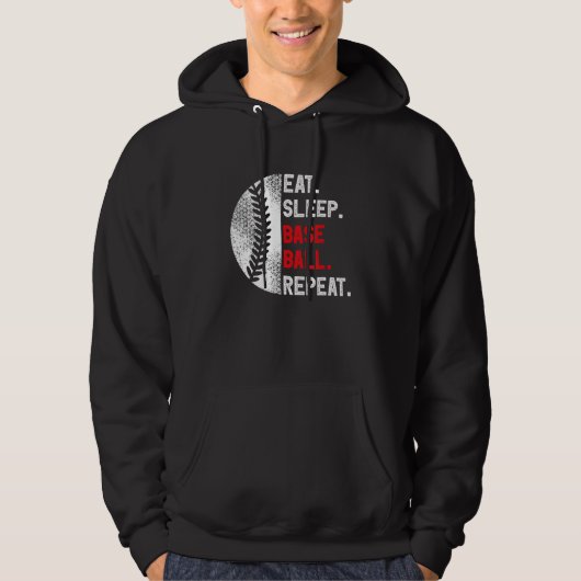 Eat Sleep Baseball Repeat Baseball Player Basebal Hoodie (Voorkant)
