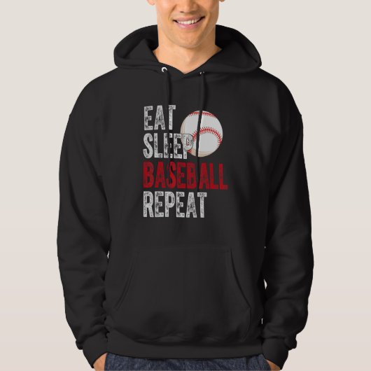 Eat Sleep Baseball Repeat Baseball Player  Basebal Hoodie (Voorkant)