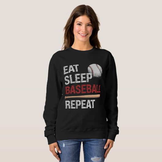 Eat Sleep Baseball Repeat Baseball Player  Basebal Trui (Voorkant volledig)