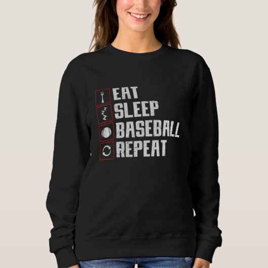 Eat Sleep Baseball Repeat Baseball Player Baseball Trui (Voorkant)