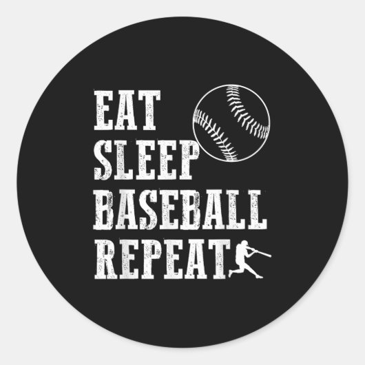 Eat Sleep Baseball Repeat Batter Life Srts Hustle Ronde Sticker (Voorkant)
