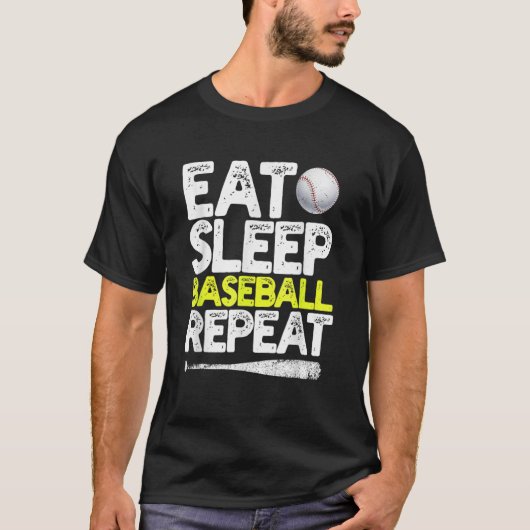 Eat Sleep Baseball Repeat Catcher Pitcher Baseball T-shirt (Voorkant)