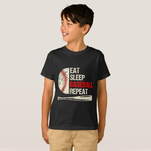Eat Sleep Baseball Repeat Funny Baseball Player  T-shirt (Voorkant volledig)