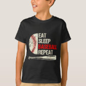 Eat Sleep Baseball Repeat Funny Baseball Player  T-shirt (Voorkant)