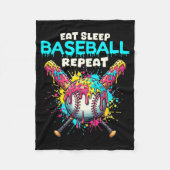 Eat Sleep Baseball Repeat Funny Ice Cream Drip Cro Fleece Deken (Voorkant)