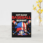 Eat Sleep Baseball Repeat Funny Ice Cream Drip Cro Kaart (Gele Bloem)