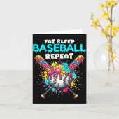 Eat Sleep Baseball Repeat Funny Ice Cream Drip Cro Kaart (Gele Bloem)