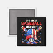 Eat Sleep Baseball Repeat Funny Ice Cream Drip Cro Magneet (Voorkant / Achterkant)