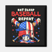 Eat Sleep Baseball Repeat Funny Ice Cream Drip Cro Magneet (Voorkant)