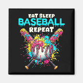 Eat Sleep Baseball Repeat Funny Ice Cream Drip Cro Magneet (Voorkant)