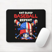 Eat Sleep Baseball Repeat Funny Ice Cream Drip Cro Muismat (Met muis)
