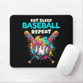 Eat Sleep Baseball Repeat Funny Ice Cream Drip Cro Muismat (Met muis)
