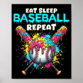 Eat Sleep Baseball Repeat Funny Ice Cream Drip Cro Poster (Voorkant)