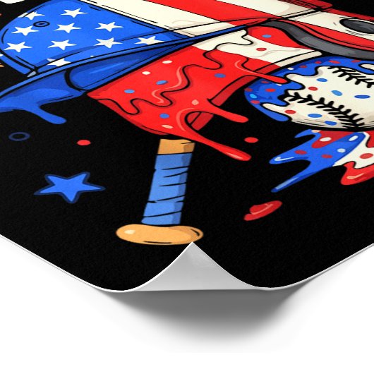 Eat Sleep Baseball Repeat Funny Ice Cream Drip Cro Poster (Hoek)