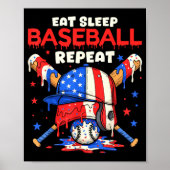 Eat Sleep Baseball Repeat Funny Ice Cream Drip Cro Poster (Voorkant)