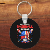 Eat Sleep Baseball Repeat Funny Ice Cream Drip Cro Sleutelhanger (Voorkant)