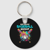 Eat Sleep Baseball Repeat Funny Ice Cream Drip Cro Sleutelhanger (Voorkant)