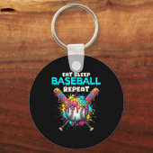 Eat Sleep Baseball Repeat Funny Ice Cream Drip Cro Sleutelhanger (Voorkant)