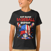 Eat Sleep Baseball Repeat Funny Ice Cream Drip Cro T-shirt (Voorkant)