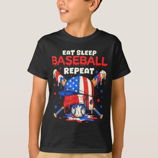 Eat Sleep Baseball Repeat Funny Ice Cream Drip Cro T-shirt (Voorkant)