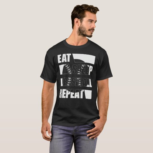 Eat Sleep Baseball Repeat gift for softball player T-shirt (Voorkant volledig)