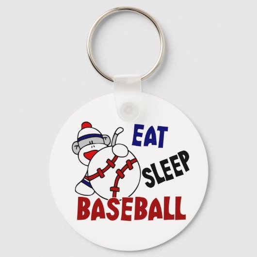 Eat Sleep Baseball Socket Monkey Sleutelhanger (Voorkant)