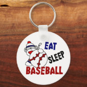 Eat Sleep Baseball Socket Monkey Sleutelhanger (Voorkant)