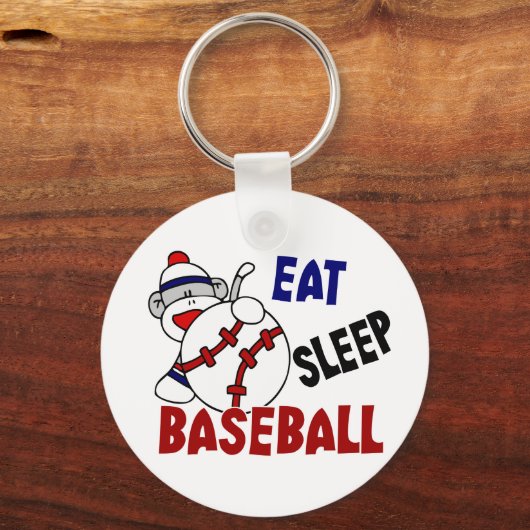 Eat Sleep Baseball Socket Monkey Sleutelhanger (Voorkant)