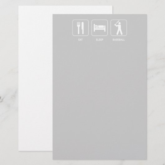 Eat Sleep Baseball Stationery Briefpapier (Voorkant / Achterkant)