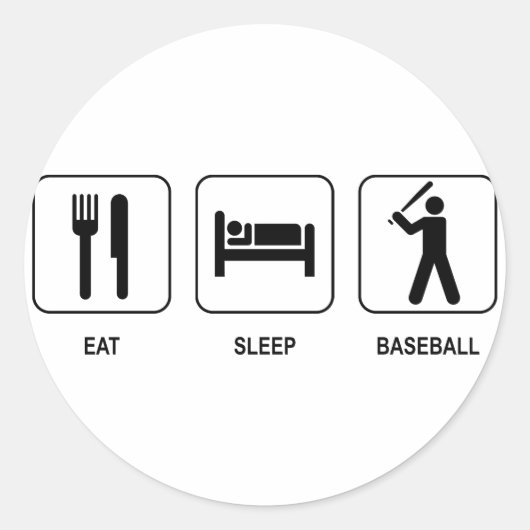 Eat Sleep Baseball Sticker (Voorkant)