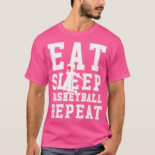Eat Sleep Basketbal Herhaal - Basketbalspeler T-shirt (Voorkant)