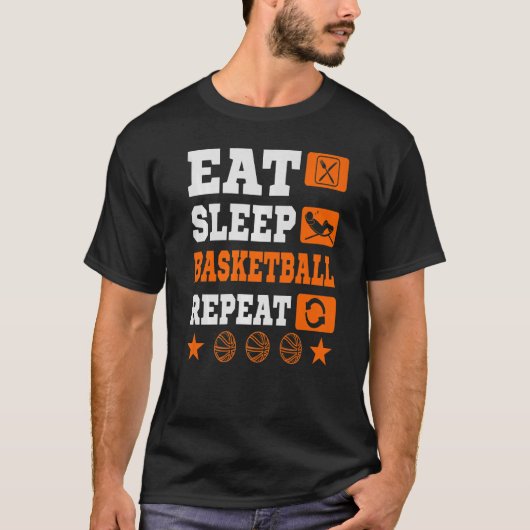 Eat Sleep basketbal Herhaal Premium T-shirt (Voorkant)