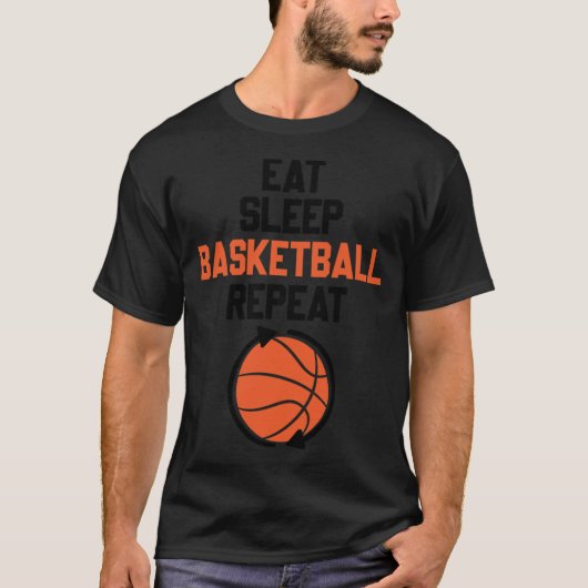 Eat Sleep Basketball Herhaal basketbalboyfriet T-shirt (Voorkant)