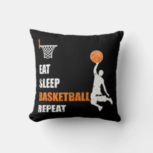 Eat Sleep Basketball Herhaal Basketball Boys en G Kussen
