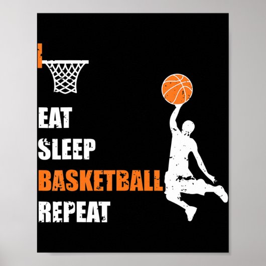 Eat Sleep Basketball Herhaal Basketball Boys en G Poster (Voorkant)