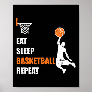 Eat Sleep Basketball Herhaal Basketball Boys en Gi Poster