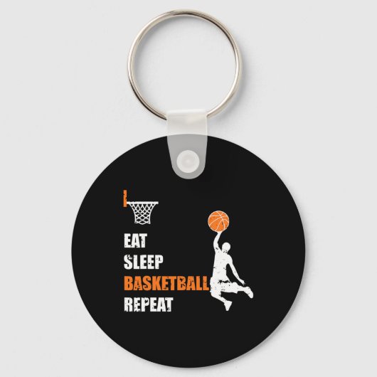 Eat Sleep Basketball Herhaal Basketball Boys en Gi Sleutelhanger (Voorkant)
